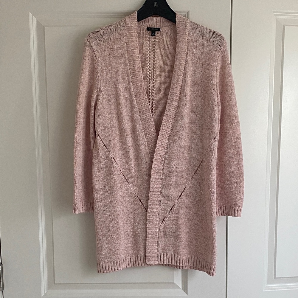 Talbots Light Pink Open-Front Knit Cardigan